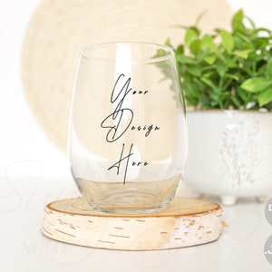 Maquette de verre de vin, maquette en verre de vin stemless, maquette en verre de ferme, maquette de sublimation, maquette de verre de vin, photo en verre de vin coiffé