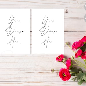 Styled 5X7 Karte Mockup, Valentinstag Mockup, 2 Karten Mockup, 5 X 7 Verhältnis, A4, A3, A2, A1, 50X70cm, Kartenvorlage, einfache Karte Mockup