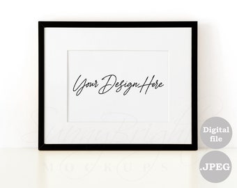 Black Frame Mockup, Matted 5x7 Landscape (JPEG)