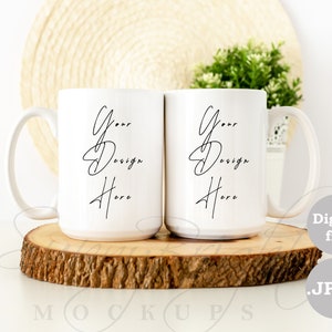 Coffee Mug Mockup, Two Mugs mockup, 15 oz, Coffee cup Mockup, 2 cups mockup, 2 mugs mockup, Sublimation Mockup, Mug mock up, Mug photo, JPG