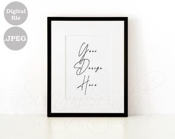 5x7 Schwarzer Rahmen Mockup, Matted Minimalist Style (JPG Datei)