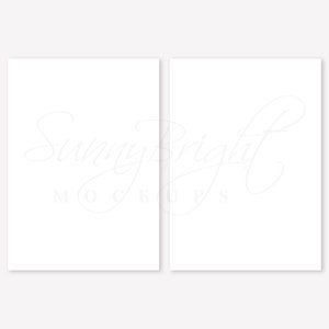 May include: Two blank white cards with the text "Sunny Bright Mockups" in a cursive font.