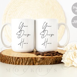 Coffee Mug Mockup, Two Mugs mockup, 15 oz, Coffee cup Mockup, 2 cups mockup, 2 mugs mockup, Sublimation Mockup, Mug mock up, Mug photo, JPG