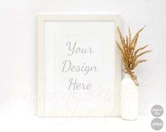 8x10 White Wood Frame Mockup, Styled Photography (Digital Download)