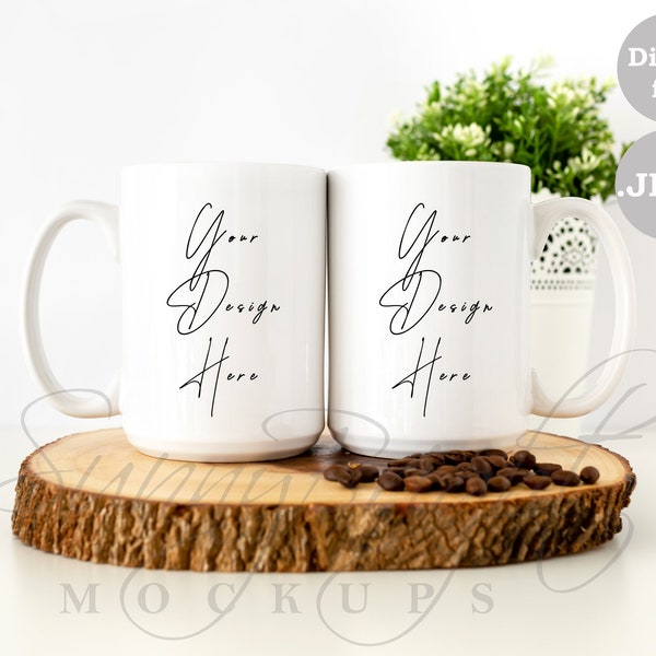 Coffee Mug Mockup, Two Mugs mockup, 15 oz, Coffee cup Mockup, 2 cups mockup, 2 mugs mockup, Sublimation Mockup, Mug mock up, Mug photo, JPG