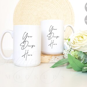 Two Mugs Mockup, Wedding mockup, Coffee cup Mockup, 2 mugs mockup, Sublimation Mug Mockup, Mug mock up, Spring mug mockup, 15 oz mockup