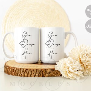 Coffee Mug Mockup, Two Mugs mockup, 15 oz, Coffee cup Mockup, 2 cups mockup, 2 mugs mockup, Sublimation Mockup, Mug mock up, Mug photo, JPG