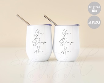 Maqueta de vaso para vino blanco, diseño de sublimación (descarga digital)