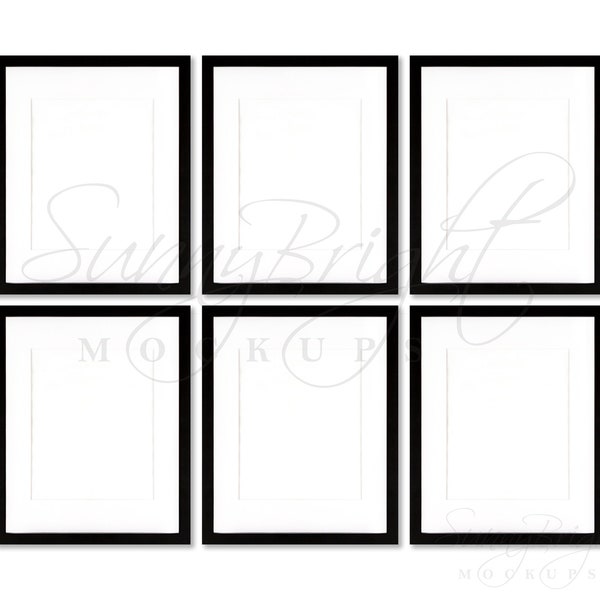 Black frame mockup, Set of 6, Plain frame Mockup, Wall Mockup, Modern Frame Mock up, Matted mockup frame, Picture frame mockup, 8X10, 11X14
