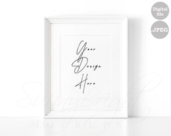 8x10 weißer Rahmen Mockup, moderner minimalistischer Stil (JPEG)