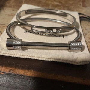 Stainless Steel Gold Plated Cubic Zircon Screw Slidale Bangle Bracelet Set Arm Candy