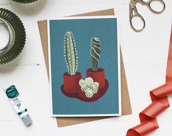 Handmade Father's Day Card, Cactus Card, Botanical Card, Succulent Card, Houseplant Card, Gardeners Card, Birthday Card, Blank Card