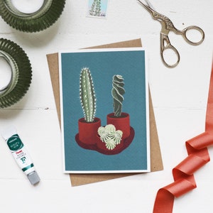 Biglietto per la festa del papà fatto a mano, carta cactus, carta botanica, carta succulenta, carta pianta d'appartamento, biglietto per giardinieri, biglietto di compleanno, carta vuota