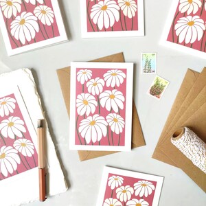 Tarjeta Daisies rosa hecha a mano, gira de nacimiento de abril, tarjeta de cualquier ocasión, tarjeta para ella, tarjeta del mercado de flores