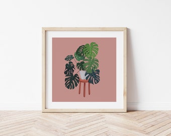 Monstera Planta, Impresión de Arte Botánico, Planta de la Casa, Arte Vegetal, Ilustración Botánica, Señora de la Planta, Decoración del Hogar