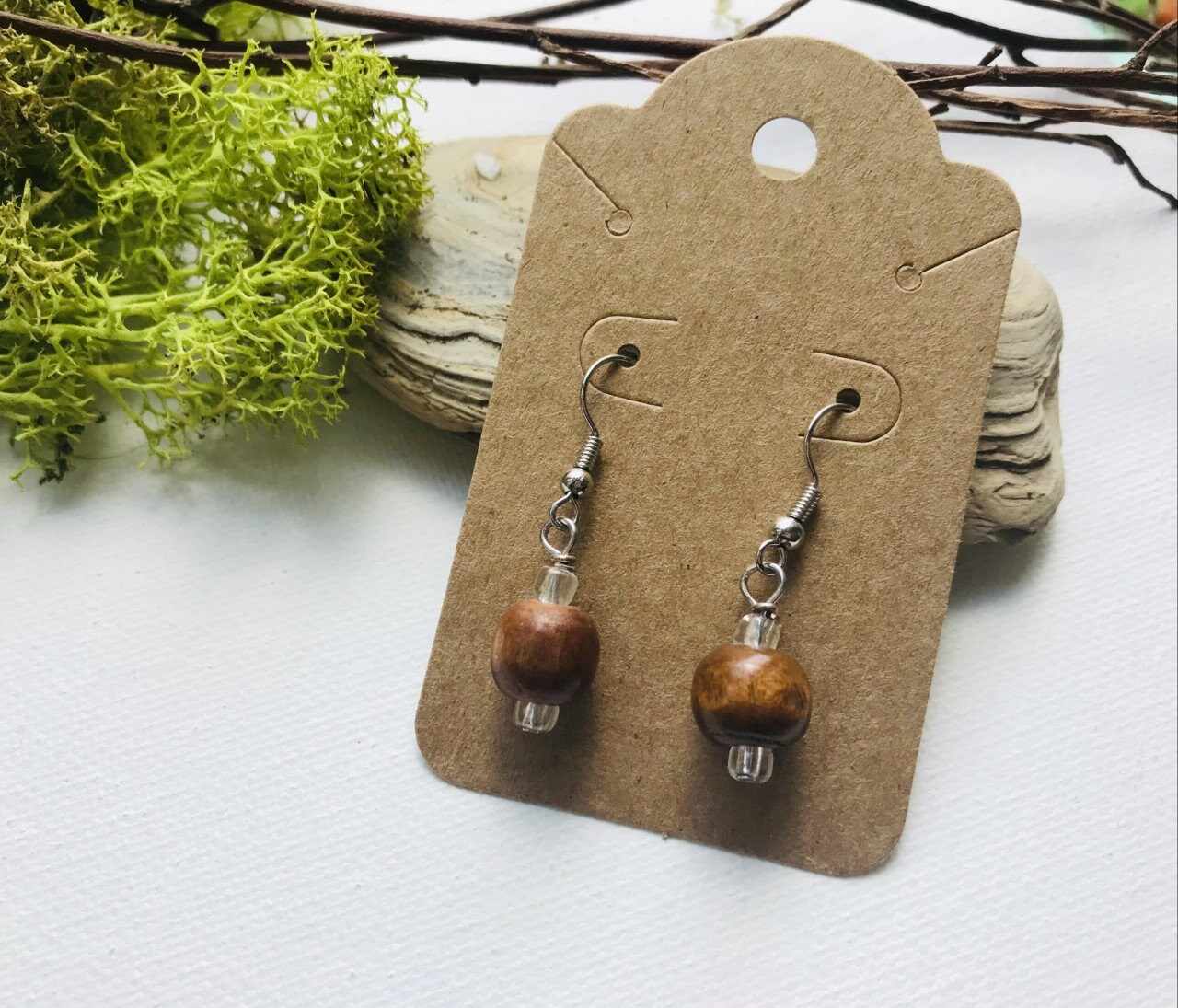 Pendientes de cuentas de madera | Etsy