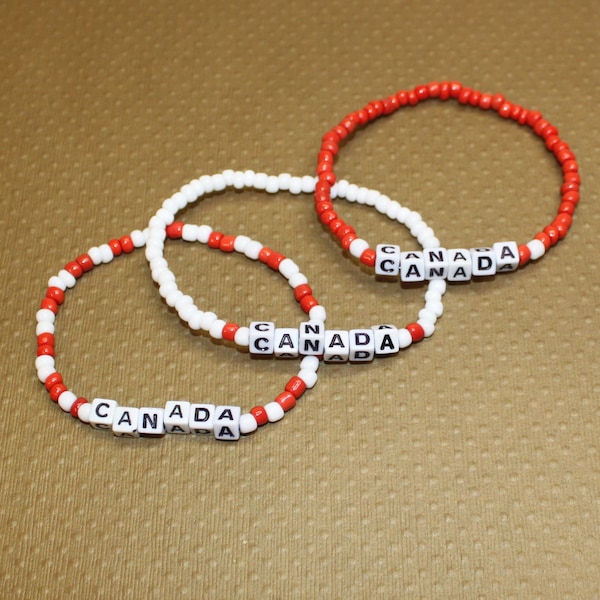 Beaded Canada Bracelet, set of 3, stackable