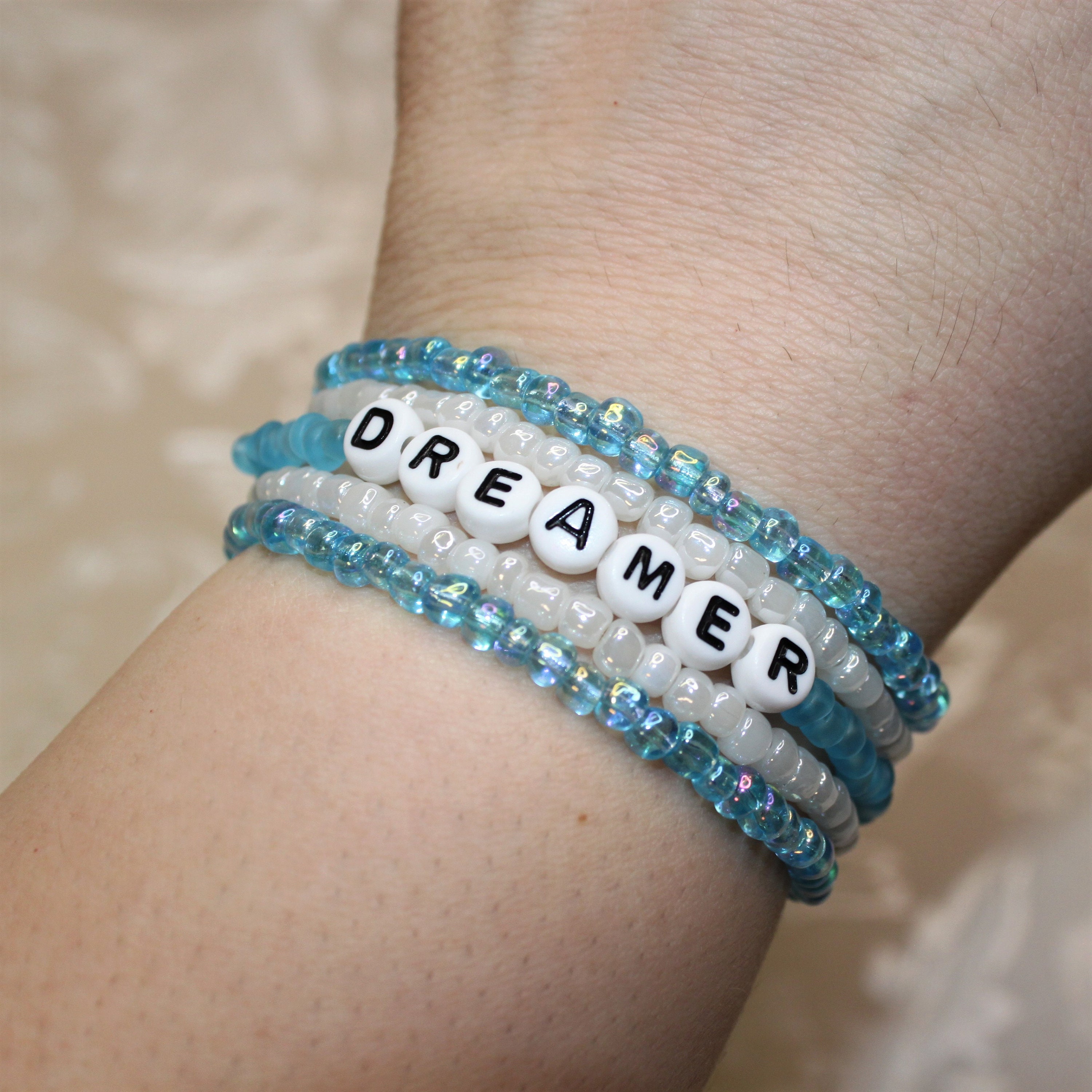 Beaded Word Bracelet Custom Word Bracelet set of 3 Etsy