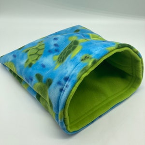 Green turtles small animal snuggle sack / cuddle sack / burrow bag for Guinea pigs, hedgehogs, and rats 11.5 in x 11.5 in