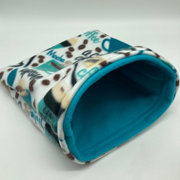 Coffee print small animal snuggle sack / cuddle sack / burrow bag for Guinea pigs / hedgehogs / rats 11.5 x 11.5 inch