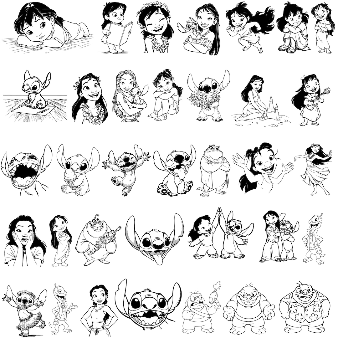 New! 35 SVG/DXF/PNG Best Designs Bundle | Cartoon Characters Line Art ...