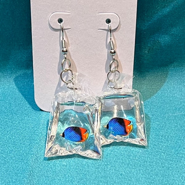 Earrings Fish in a Bag - Etsy