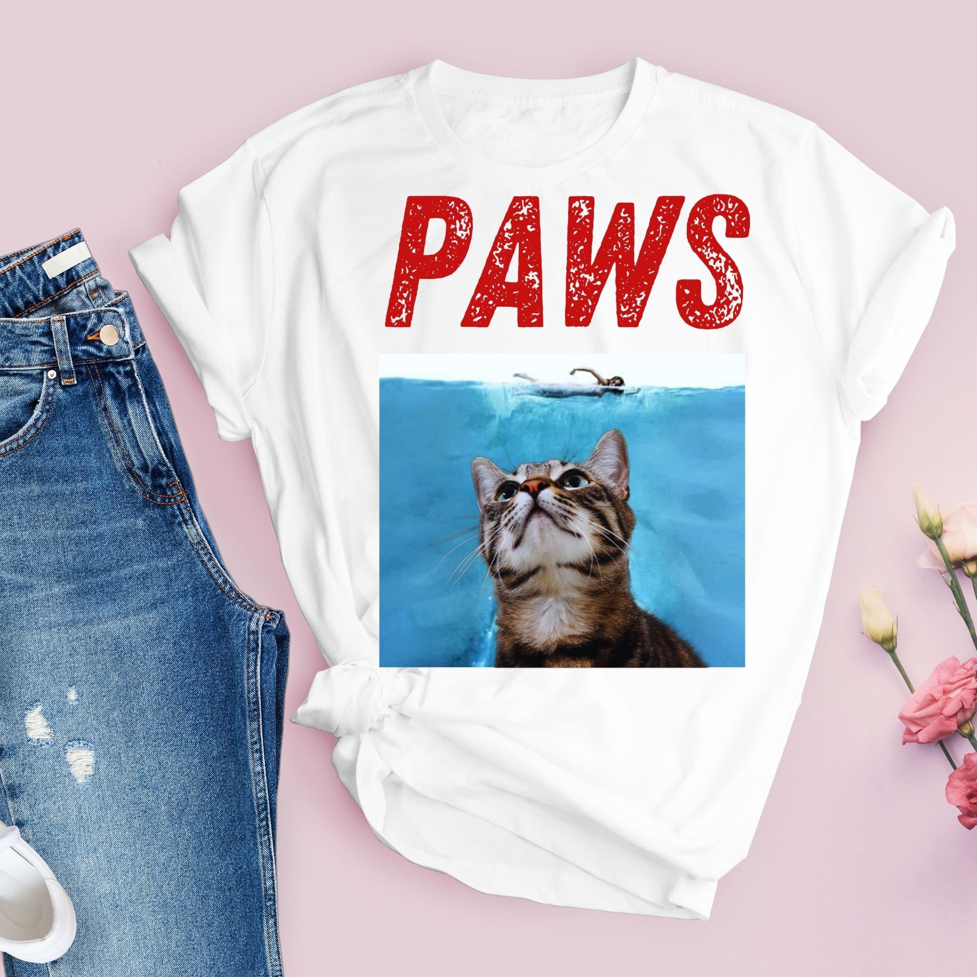 Cat Paws, Jaws Shirt, Jaws Cat Tshirt, Funny Cat Shirt, Jaws Cat Paws