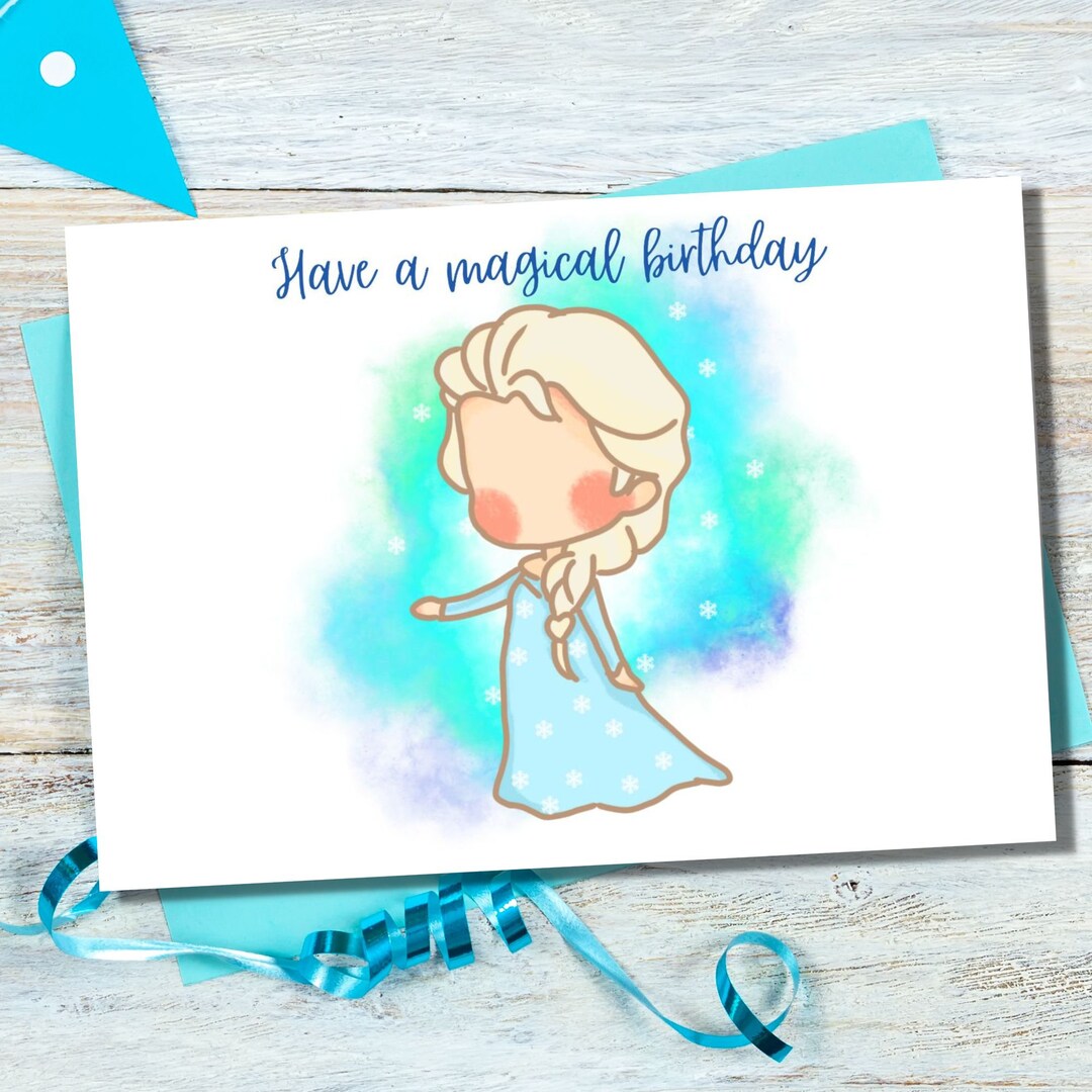 Kids Elsa Birthday Card, Digital Download Kids Cards - Etsy