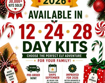 2026 Elf Kit Factory™ | 12, 24 & 28 Day Elf Kit PRE-ORDER | Ships September 2026 | Exclusive Elf Ideas | Easy Daily Setups | Christmas