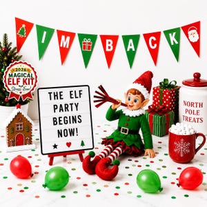 24 Day Elf Kit | Complete Christmas Elf Kit | 24 Days of Elf Magic | Easy 2-Minute Elf Setups | Daily Elf Props & Activities