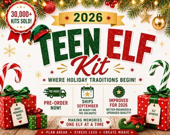 2026 Teen Elf Kit PRE ORDER | 12 Day Teen Elf Kit Ships September 2026 | Funny Teen Elf Ideas | One-of-a-Kind Holiday Setups for Older Kid