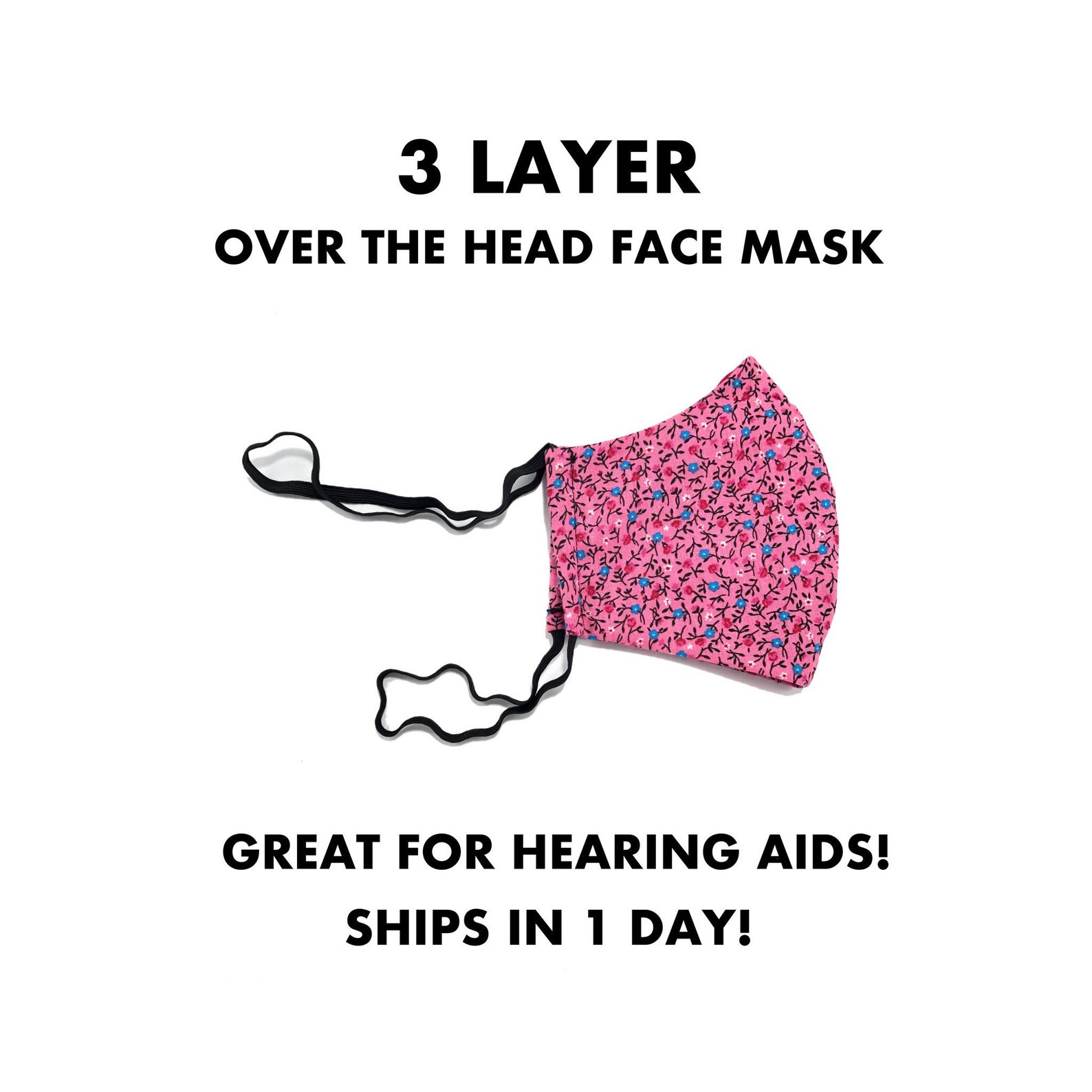 Over the Head Face Mask for Adults Fuchsia Floral Face Etsy
