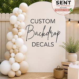 Custom Backdrop Vinyl Decal – Event Backdrop Sign, Baby Shower Decor, Birthday Party Backdrop, Wedding Welcome Sign, Personalized Name Decal