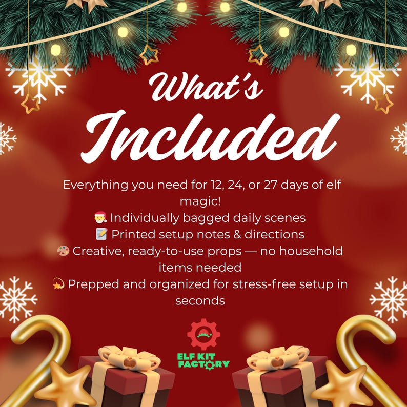 24 Day Elf Kit 2025, Christmas Elf Activities, Pre-Planned Scenes image 4