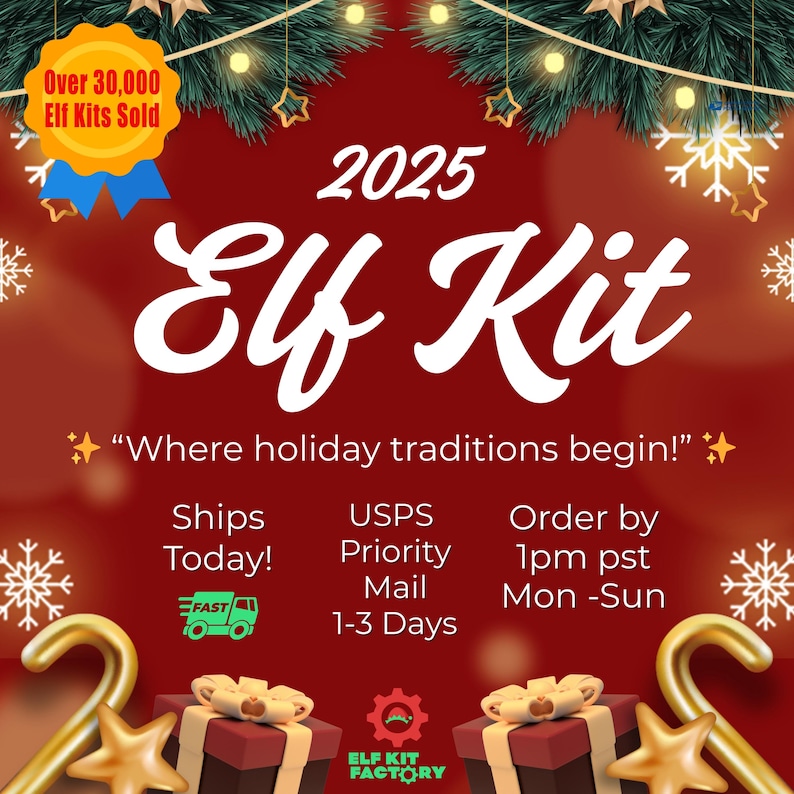 24 Day Elf Kit 2025, Christmas Elf Activities, Pre-Planned Scenes image 1