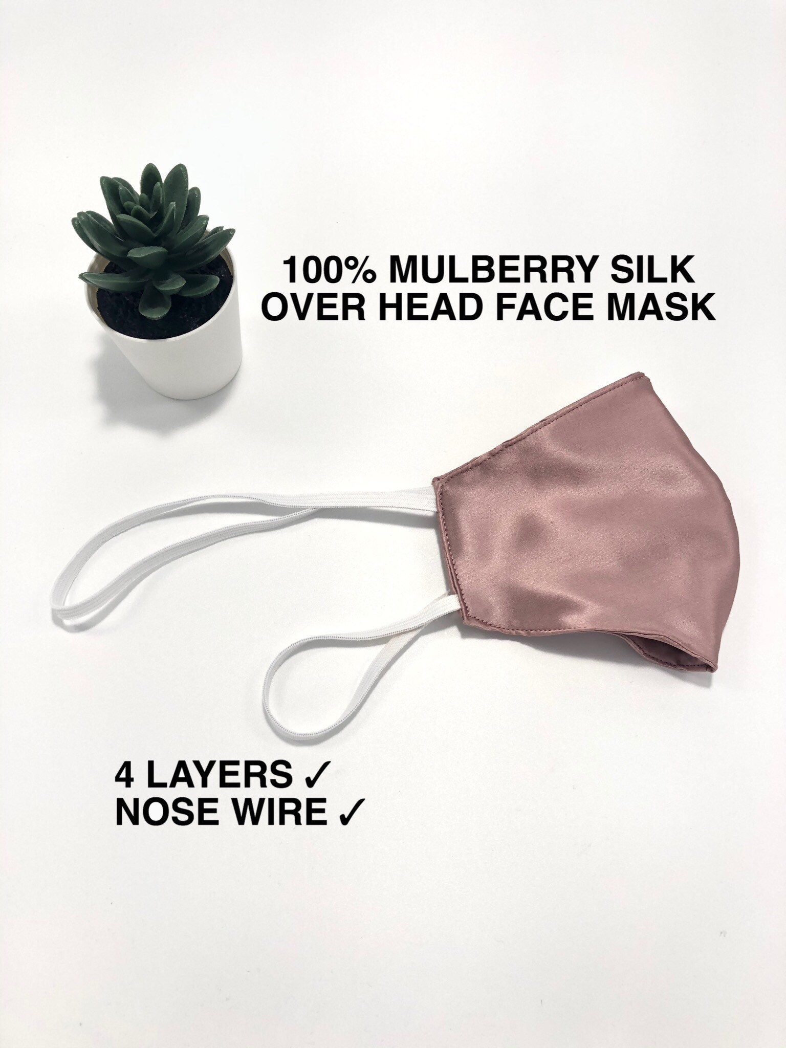 Over Head Mulberry Silk Handmade Face Masks, Nose Wire, 4 Layers, Des…