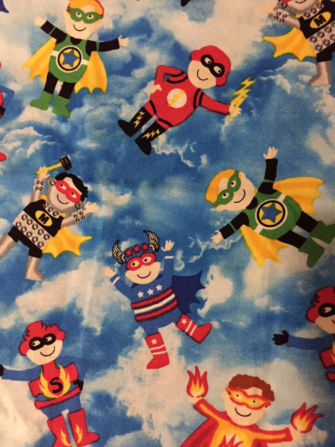 Super Hero Kids fabric 1/2 metre | Etsy