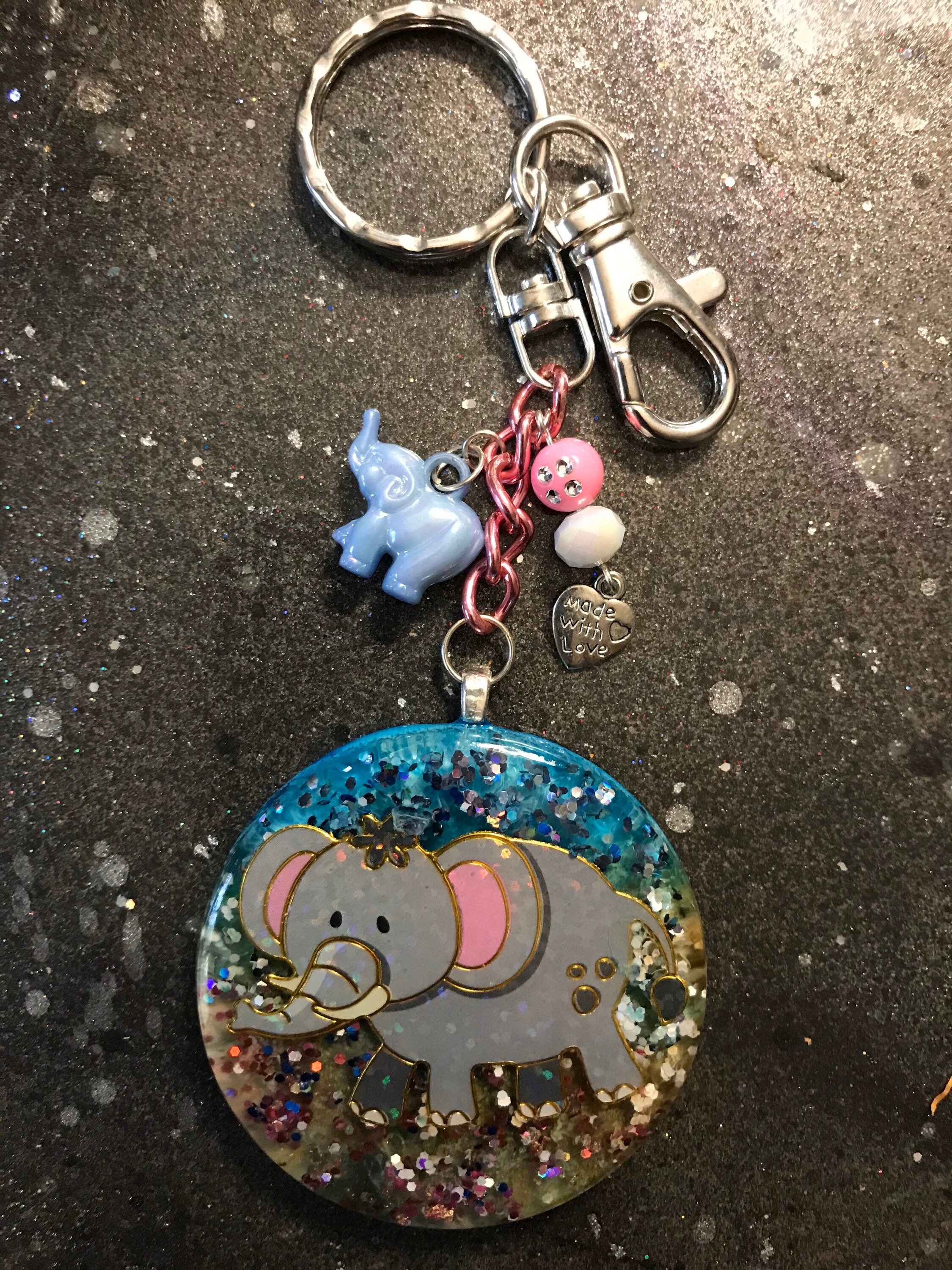 Elephant Resin Keychain Etsy