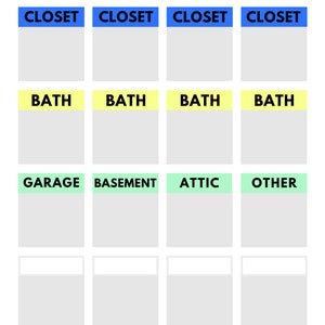 Room Chart DIGITAL DOWNLOAD Moving Organization Chart Home - Etsy
