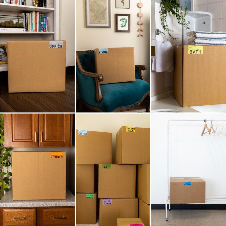 ROOM ID™ Moving System Color Coded Moving Labels and Door Signs Box stickers, moving tags, moving box labels BoxOps Organization image 8