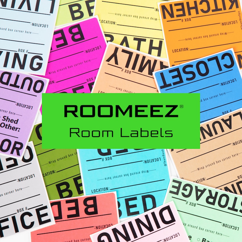 ROOMEEZ™ Room Moving Labels Home Relocations and Military PCS Moves Color Coded Moving Organization Box Labels by BoxOps image 2