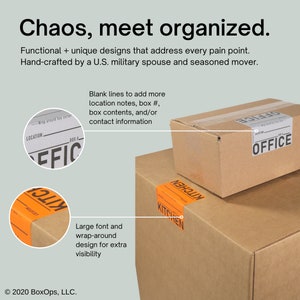 ROOMEEZ™ Room Moving Labels Home Relocations and Military PCS Moves Color Coded Moving Organization Box Labels by BoxOps image 4