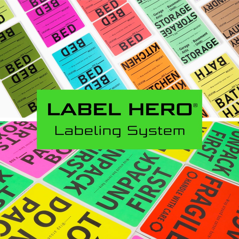 LABEL HERO™ Labeling System Color Coded Moving Box Labels by Room & Category Relocation and Military PCS Organization BoxOps image 2