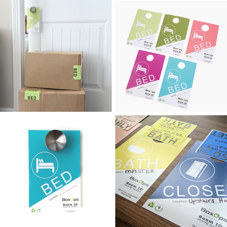 ROOM ID™ Moving System Color Coded Moving Labels and Door Signs Box stickers, moving tags, moving box labels BoxOps Organization image 7