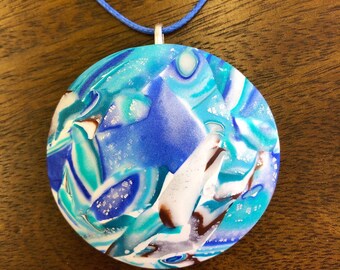 Large domed aqua pendant