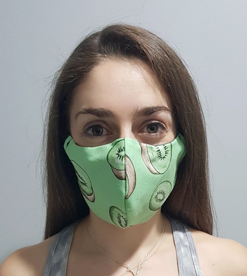 100 Cotton Face Mask / Kiwi Fruit Mask / Green Kiwi Print / Etsy