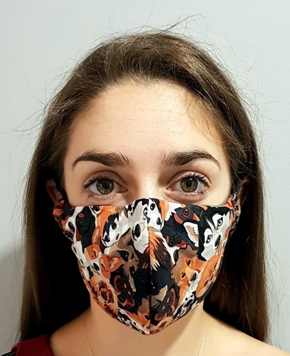 100 Cotton Face Mask / Dog Print Face Mask / Canine Print Etsy