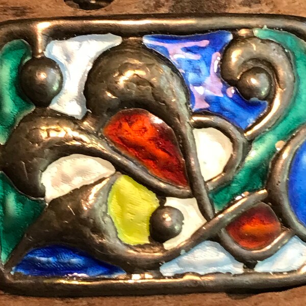 Early Oystein Balle Enamel Sterling Abstract Modernist Brooch Polychrome