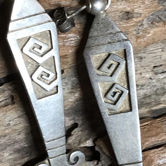 Hopi Overlay Sterling Earrings by Gary & Elsie Yoyokie Hopicrafts Hopi Enterprises Unique Handmade