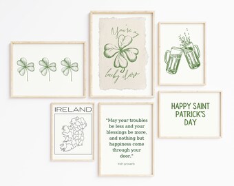 st.patricks day decor | neutral st patrick's day set of 10 prints | saint patricks day wall art | printable wall art | trendy wall art